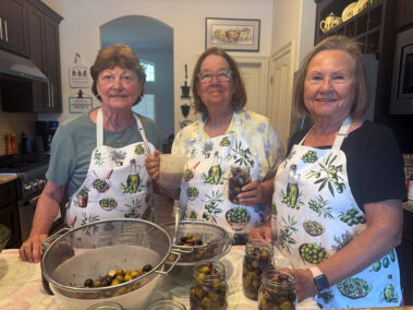 Gail, Linda and Mary Lou — Olive Ladies hard at work